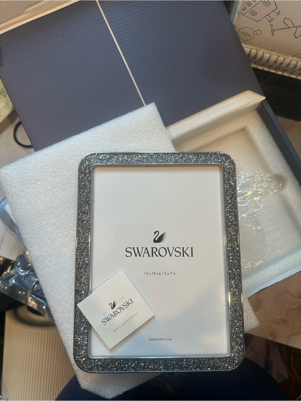 NEW never used Authentic Swarovski Silver Crystal Sparkle 5x7 Photo Frame